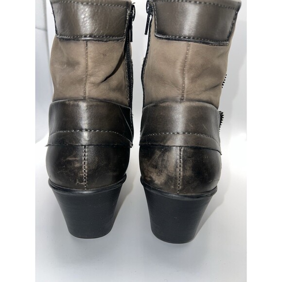 Taos ankle BOOTS Sz 9.5 EU40 Whats Happening Graphite Grey Wedge Zip boho casual - Picture 7 of 14